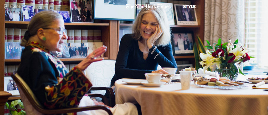  Justice Ruth Bader Ginsburg, left, and Gloria Steinem in Justice Ginsburg’s chambers in the Supreme Court. Credit Hilary Swift for The New York Times